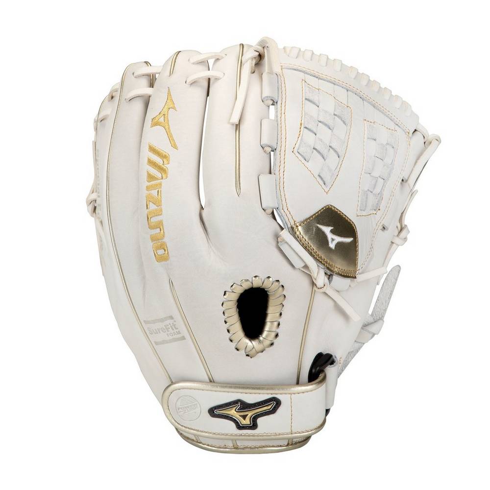 Womens Mizuno MVP Prime SE Fastpitch 12" Softball Gloves White/Gold Philippines (OZQJFH594)